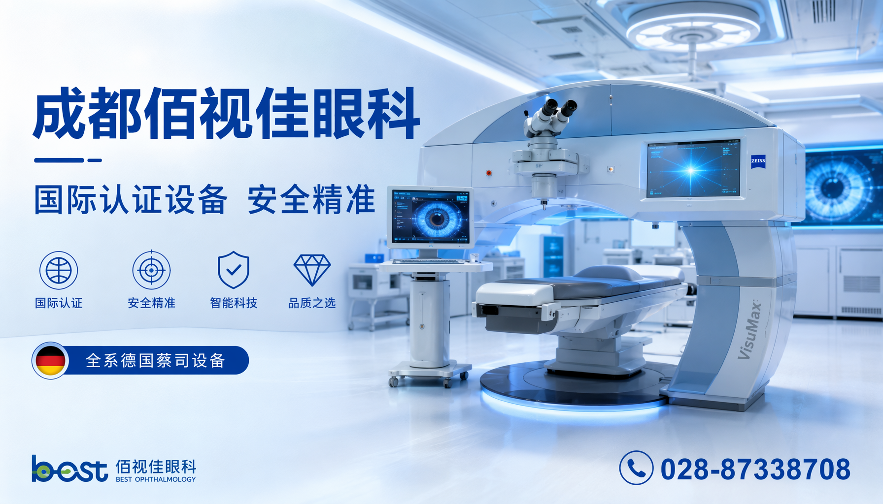 自贡市 成都佰视佳眼科全飞秒激光设备蔡司VisuMax，成都做全飞秒用什么机器